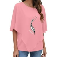 Wenini Womens vrhovi šifona košulja - labavi vrhovi za žene Ljetni modni ležerni print o izrez Top bluze
