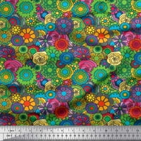 Soimoi baršun tkanina šareno cvijeće klip umjetnosti otisnuto tkaninsko dvorište široko