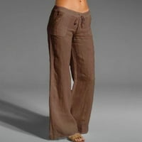Levmjia Ženske traperice plus veličine Hlače zazor ljetne ženske pamučne posteljine čvrste duge hlače