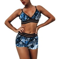 Žene kupaćih kostimi Žene Boja tropsko print Halter bikini Split Split Push Up Dvije kupalice za odmor
