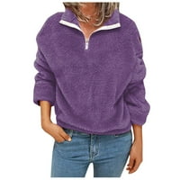 Ženski odobrenje Plus veličine, patentni patchworkwork dugih rukava vrhova plišana pulover dukserica