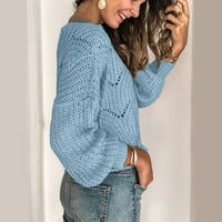 Dukseri za žene Žene okrugli izrez Dugim rukavima Pleteni džemper Solid Colore Loarover šuplji džemper
