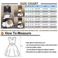 Ljetne haljine za ženske duljine lakta A-line Dužina gležnja modna tiskana V-izrez haljina smeđe s