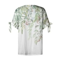 Feterrnal ženska bluza labava casual tipka V-izrez tiskana majica s kratkim rukavima Top ljetnih vrhova