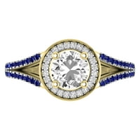 Dazzlingock Collection IGI certificirani centar i bočni bijeli dijamantski halo stil s oboljenim plavim