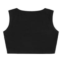 Luxplum ženski tenkovi izričene majice Square Comxt Crster Summer Top Casual TEE praznični pulover crni
