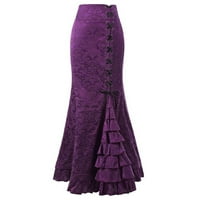 Ženska provala Retro suknja Vintage Long Bodycon Ruffle Fishtail suknje Purple XXL