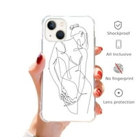 Ženski linijski umjetnički slučaj kompatibilan sa iPhone 13, jedinstvenim trendovskim dizajnom TPU poklopca