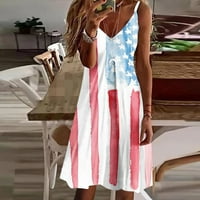 Bvanrty ženska moderna patriotska neovisnost Mini haljina modne haljine V izrez Ležerne prilike na plaži
