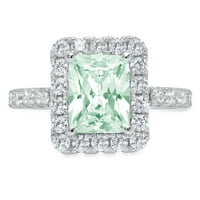 Smanjeni rez - Halo - simulirani zeleni dijamant - 18k bijelo zlato - zaručnički prsten
