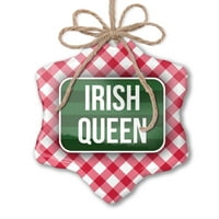 Božićni ukras Irska kraljica Svetog Patrika Dan Dark Green Stripes Red Plaid Neonblond
