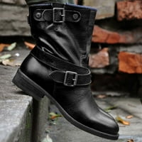 Cipele za žene Ženske dame modne kvadratne potpetice kliznu na šiljastim prstima Čvrste čizme Crne