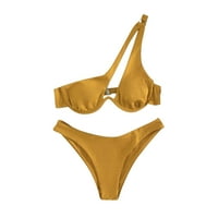 Cuoff's Ljetni modni modni seksi čvrsti boju Sredstvo za jedno rame Split Podesive naramenice Bikini kupaći kostim set