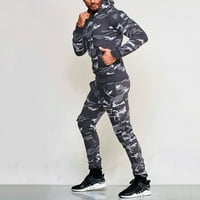 Ociviesr Muški jesenski print patentni zatvarač s kapuljačom gornje hlače postavlja sportsko odijelo