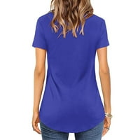 Ženska modna ljetna majica u boji prekrižena V izrez kratki rukav labav top s-2xl