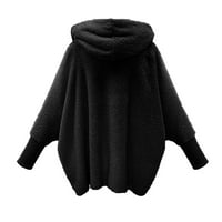 FESFESFES modne žene flanel jakna toplo FAU kaput jakna Zimska čvrsto duga ruka s kapuljačom s kapuljačom