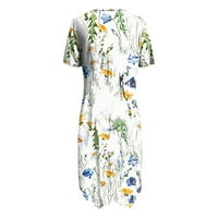 Haljine za žene okrugli izrez tiskani A-linijski duljina koljena Ležerne prilike ljetna haljina s kratkim