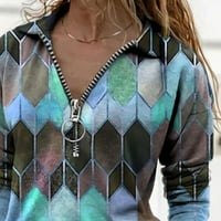Ženske grafičke majice Modne žene Revel Geometrijski print patentni zatvarač dugih rukava Ležerna bluza