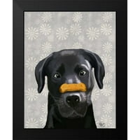 FAB Funky Black Modern Framed Museum Art Print pod nazivom - Crni Labrador sa kostima na nosu