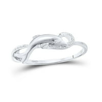 Jewels 10kt bijelo zlato Žene Okrugli dijamantni prsten dolfina CTTW