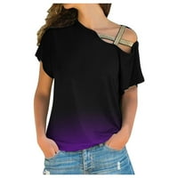 Aurouralno seksi od ramena Žena V-izrez skew bluza s rukavima majica Ljetni tisak labavi vrhovi