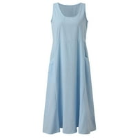 Ljetne haljine za žene Maxi Midi Ležerne prilike bez rukava bez rukava sa džepom Labavi rezervoar Crne