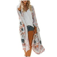 Ženski kimono Cardigan Tops Cover up bluza Beachweward Fall modna jakna s dugim rukavima cvjetna print