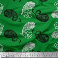 Soimoi Green Modal Satinska tkanina crna skica Paisley ispisana zanata tkanina od dvorišta široka