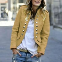 Tking modne žene casual moda retro džepova za dugme Bomber jakna casual kaputa - s