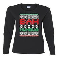 Bah Humbug ružni božićni džemper ženska grafička majica s dugim rukavima, crna, 2xl
