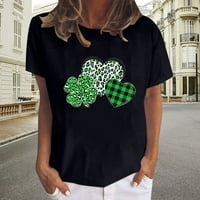 Ženska majica St. Patrick Heart Print kratkih rukava Majica kratkih rukava COLD CREW vrat za valentinovo
