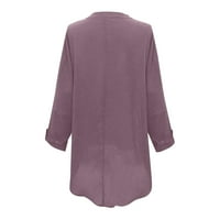 Bluza casual s kratkim rukavima tiskani vrhovi V-izrez moda za žene ljubičaste 5xl