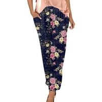 Puawkoer ženske ljetne pantalone Ležerne prilike sa slobodnim hlačama Bohemian Style Elegantne džepove