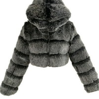 Ženska modna zima Fau krzno obrezani kaput Fluffy Zip s kapuljačom toplom jaknom