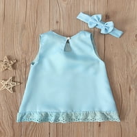 Sprifallbaby Baby Girls CAMI TRIM Dress Haljine bez rukava bez rukava A-line haljina + traka za glavu