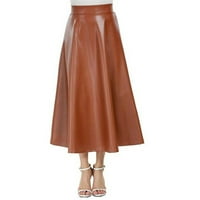 Suknje za žensku kožnu žensku kožnu suknju duga suknja s visokim strukom suknja midi fit i flare y2k