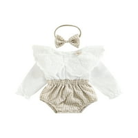 Musuos Baby Girl Fall Outfit, plairani patchwork čipka čipka za lutke s dugim rukavima rukavska rukavska