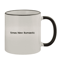Times New Romantic - 11oz Keramička obojena rim i ručka šalica za kavu, crna