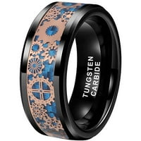 Vjenčani prstenovi za muškarce Crni volfram BLUNG BLUE UNLAY Rose Gold Gears