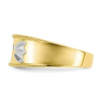 10k žuti zlatni prsten za prsten za vjenčanje Diamond Round & Rodium .01ct. Trio muške prelaze veličine 8