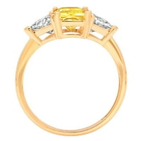 2.82ct smaragdni rez žuti simulirani dijamant 14k žuti zlatni gravirajući izjavu godišnjica angažmana