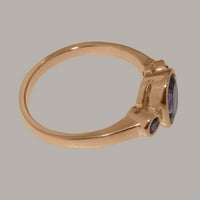 Britanska izrađena 14K ružila od zlatnog prstena za ametist Womens - Veličina Opcije - Veličina 6,75