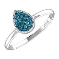V nakit® sterling srebro sa CTTW prirodnim plavim dijamantskim kruškam za žene za žene