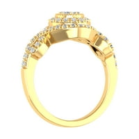 Carat Prong Set Diamond Twisted Halo Angažman prsten u 14k žutom zlatu
