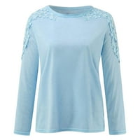 Azrian plus veličina Bluze Žene Ležerne prilike sa punim okruglim vratom Šupljuju pulover s dugim rukavima Majica za mršavljenje na vrhu