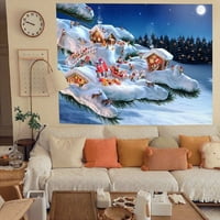 Travelwant Wall Tapistry Božićno šareno tapiserija, Xmas Santa Claus, Drvo i kamin za dnevni boravak