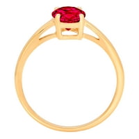 1.0ct ovalni rez crveni simulirani rubin 14k žuti zlatni godišnjički angažman prsten veličine 9.25