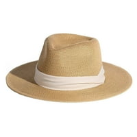 Žene Ljetne slame Panama šeširi Plaža Fedora UPF 50+ sa kaišem za brade za žene kaki