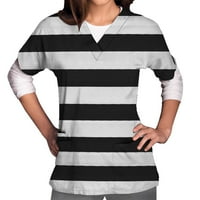 Vrhovi pilinga za žensku prugu Grafičku medicinsku medicinsku medicinsku majicu Ležerne prilike Ležerne prilike s kratkim rukavima Radna uniforma sa džepovima