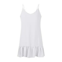 Clearsance YoHome Ljetne haljine Ženske modne ležerne prilike pune boje V izrez SLING bijeli XL - najbolji poklon